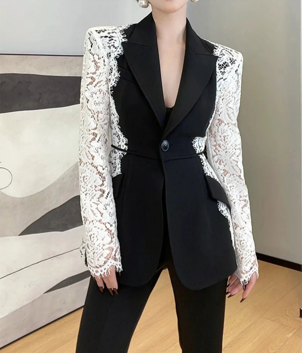 Couture Lace Sleeve Blazer