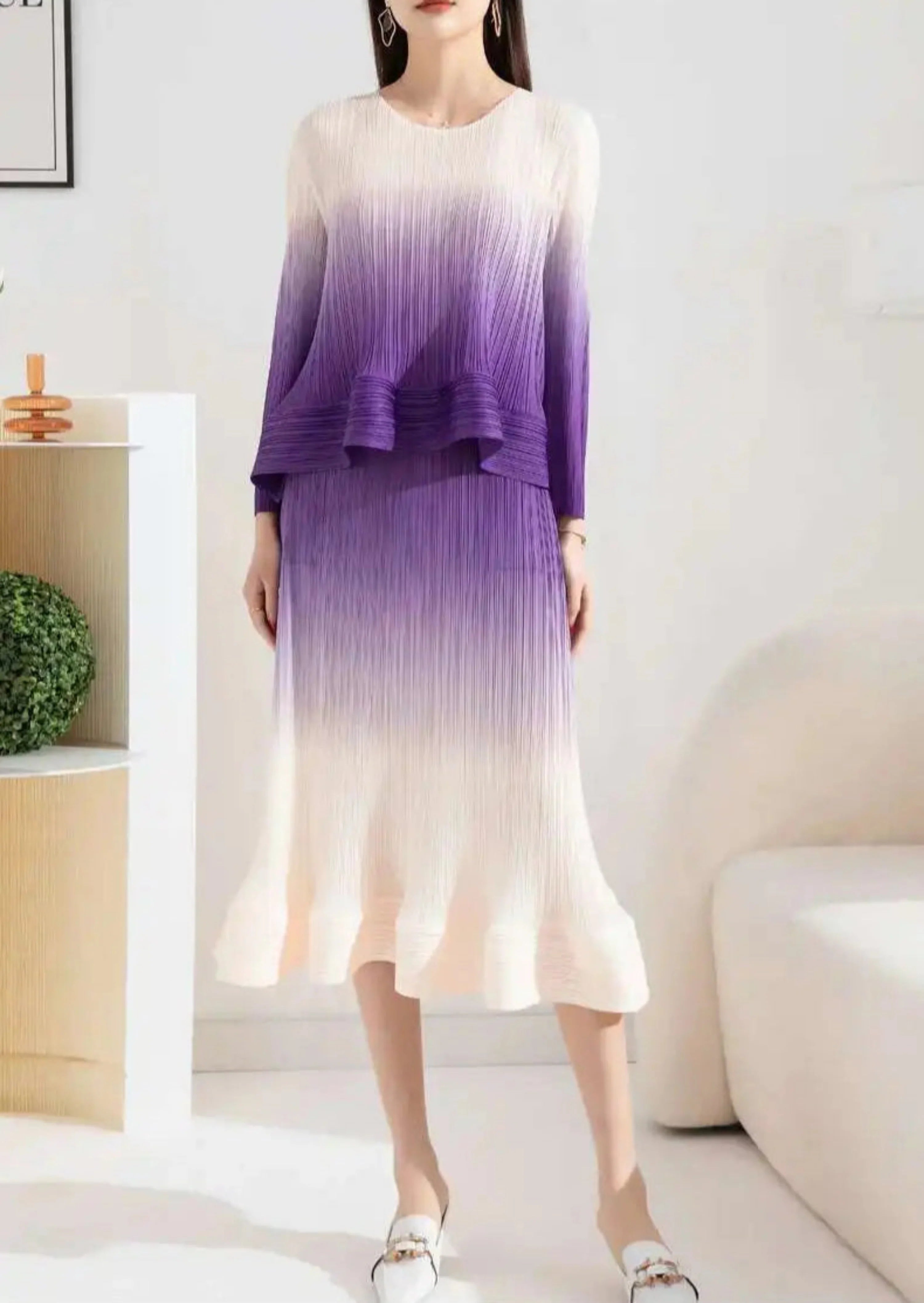 Couture Ombre Plissé Skirt & Top
