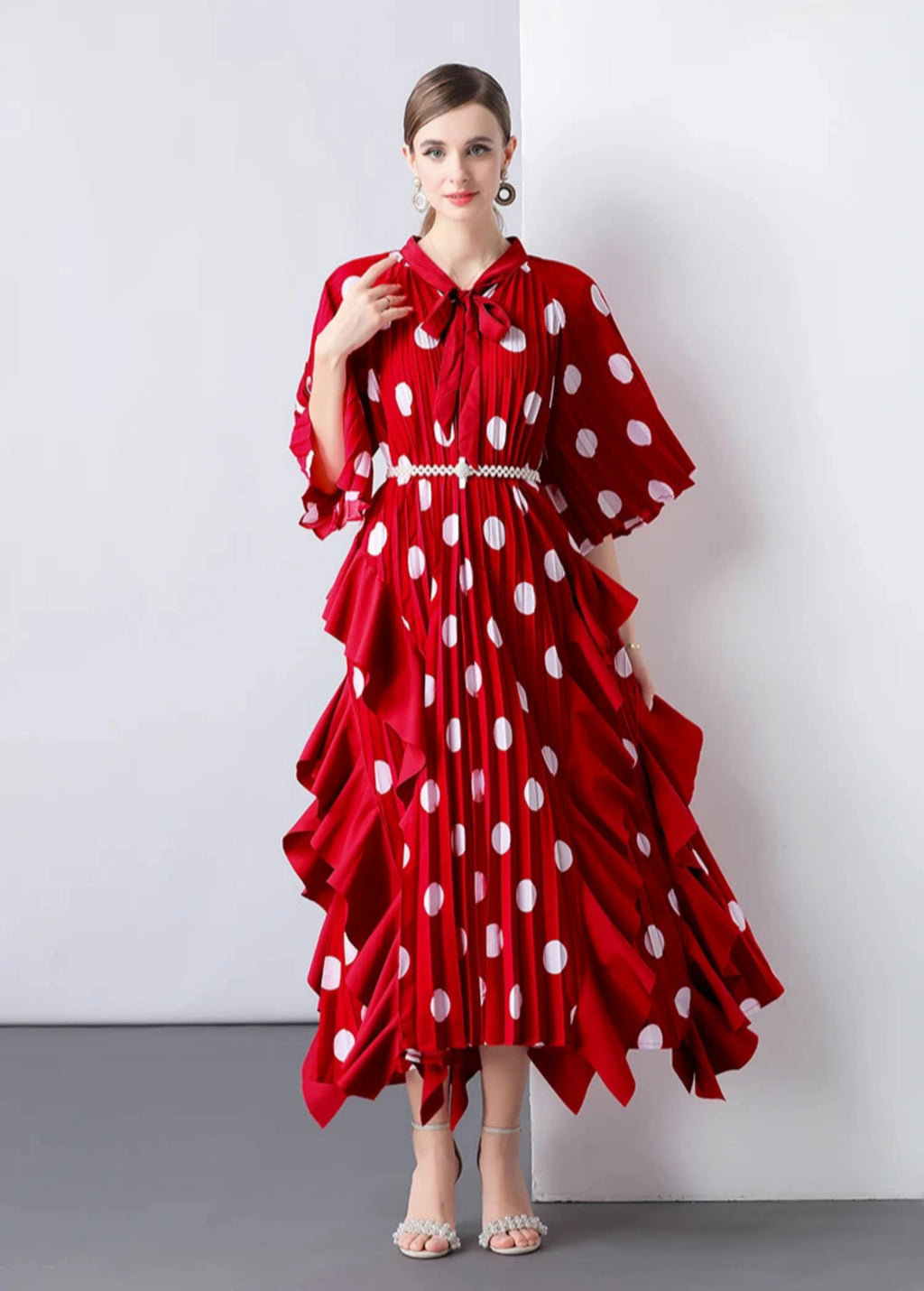 Everyday Plissé Polka Dot Dress