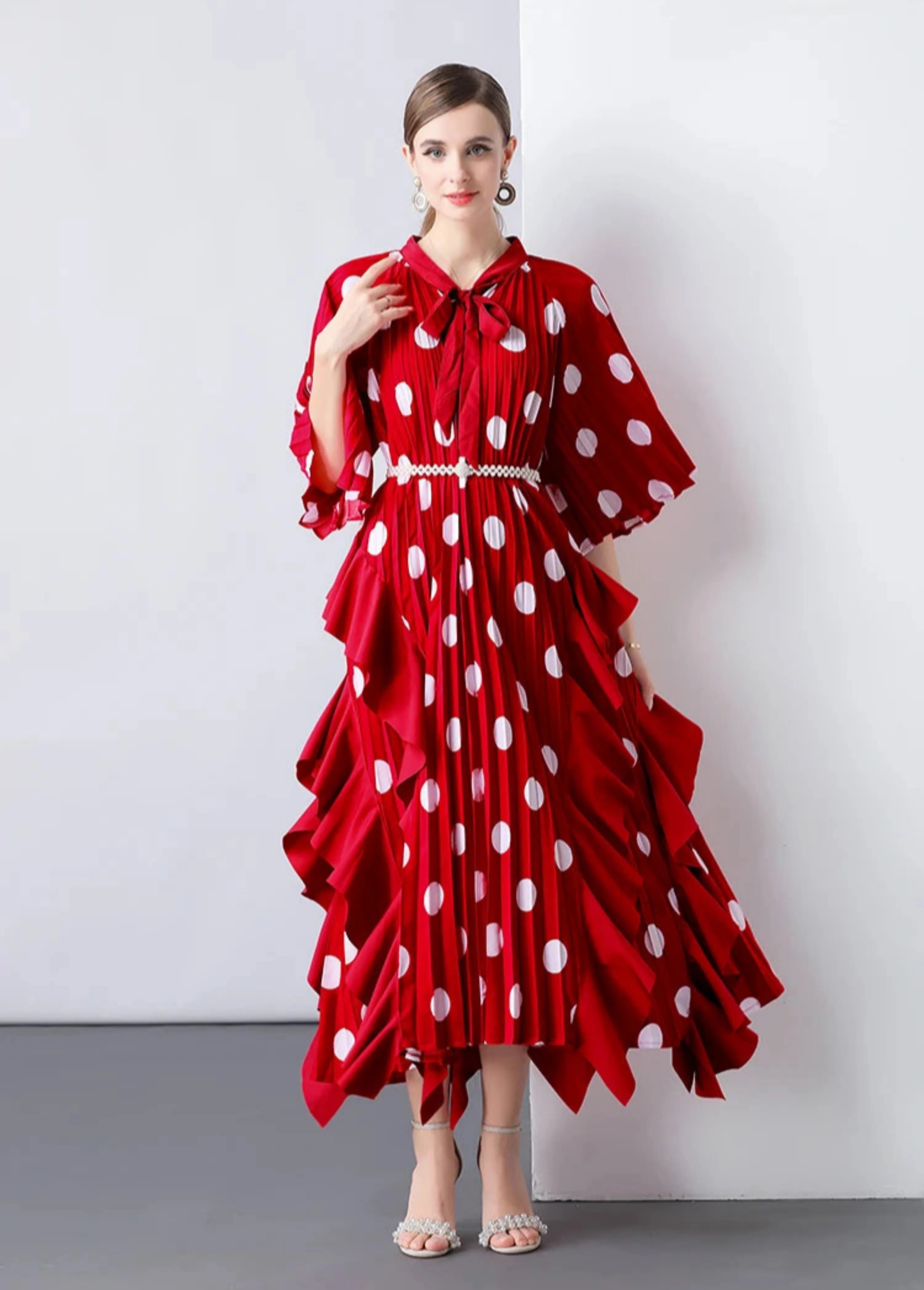 Everyday Plissé Polka Dot Dress