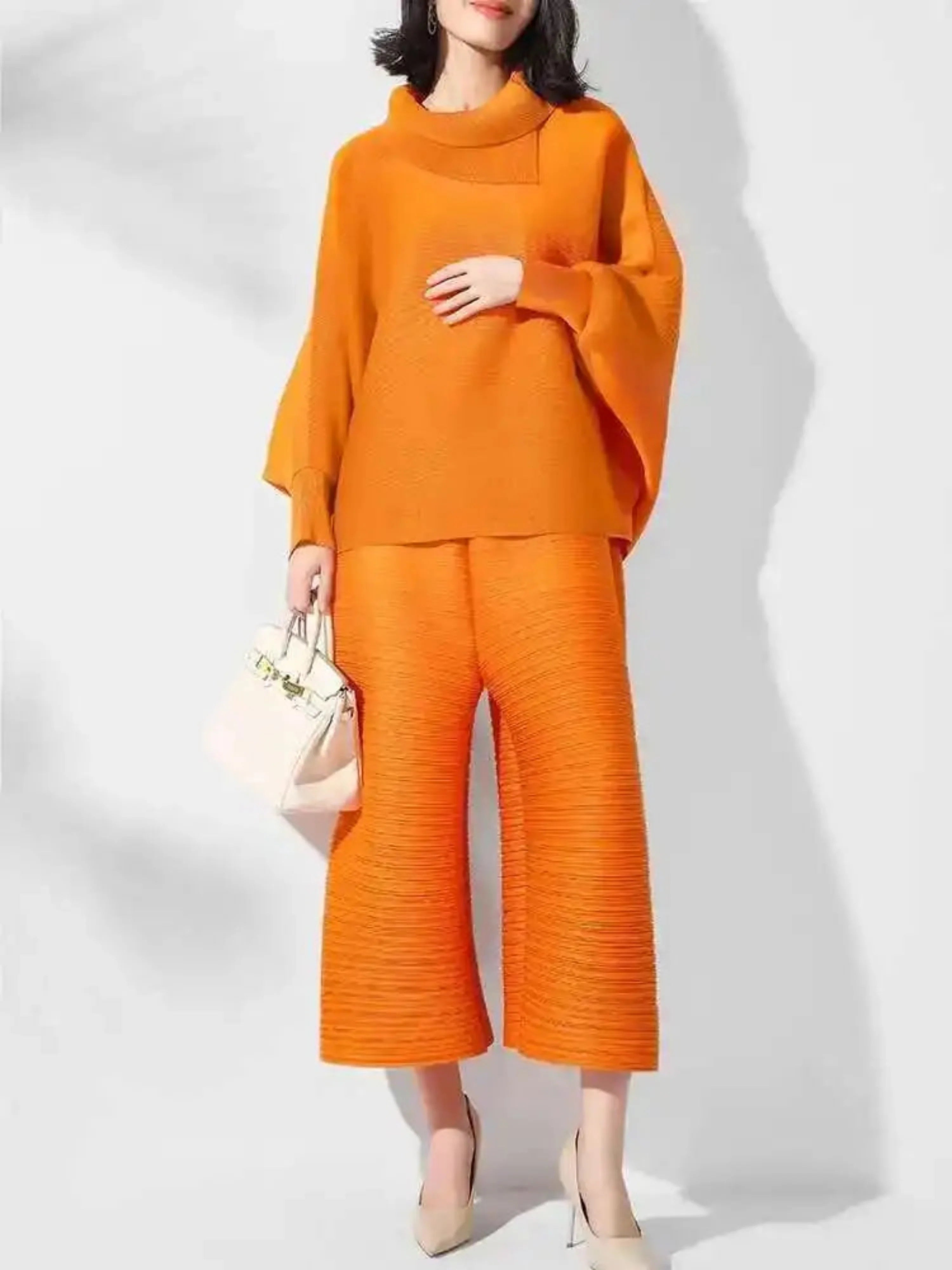 Truly Plissé Wide Leg Pant Set