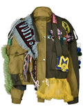 Luxe Patchwork Ruffled Bomber Jacket