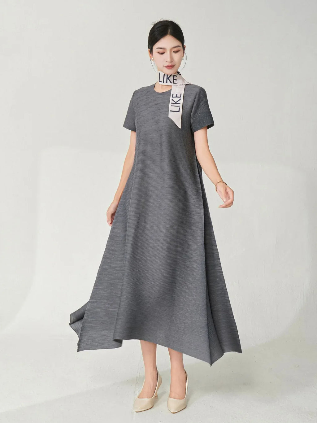 Couture Plissé Japanese Midi Dress