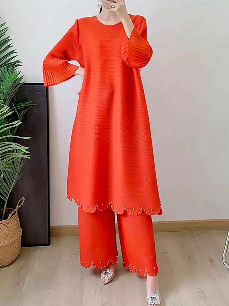 Truly Pleated Wide Leg 2-Piece Set