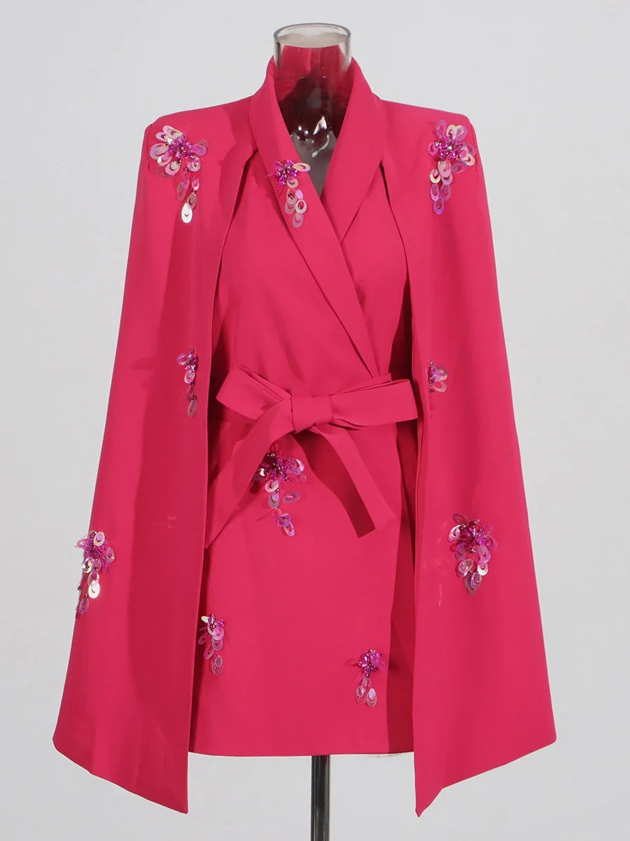 Luxury Cape Sequined Blazer