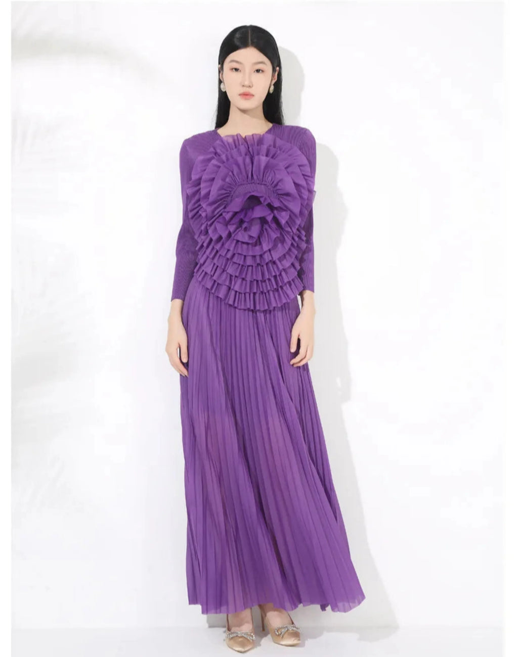 Luxury Formal Pleated Midi Skirt Set