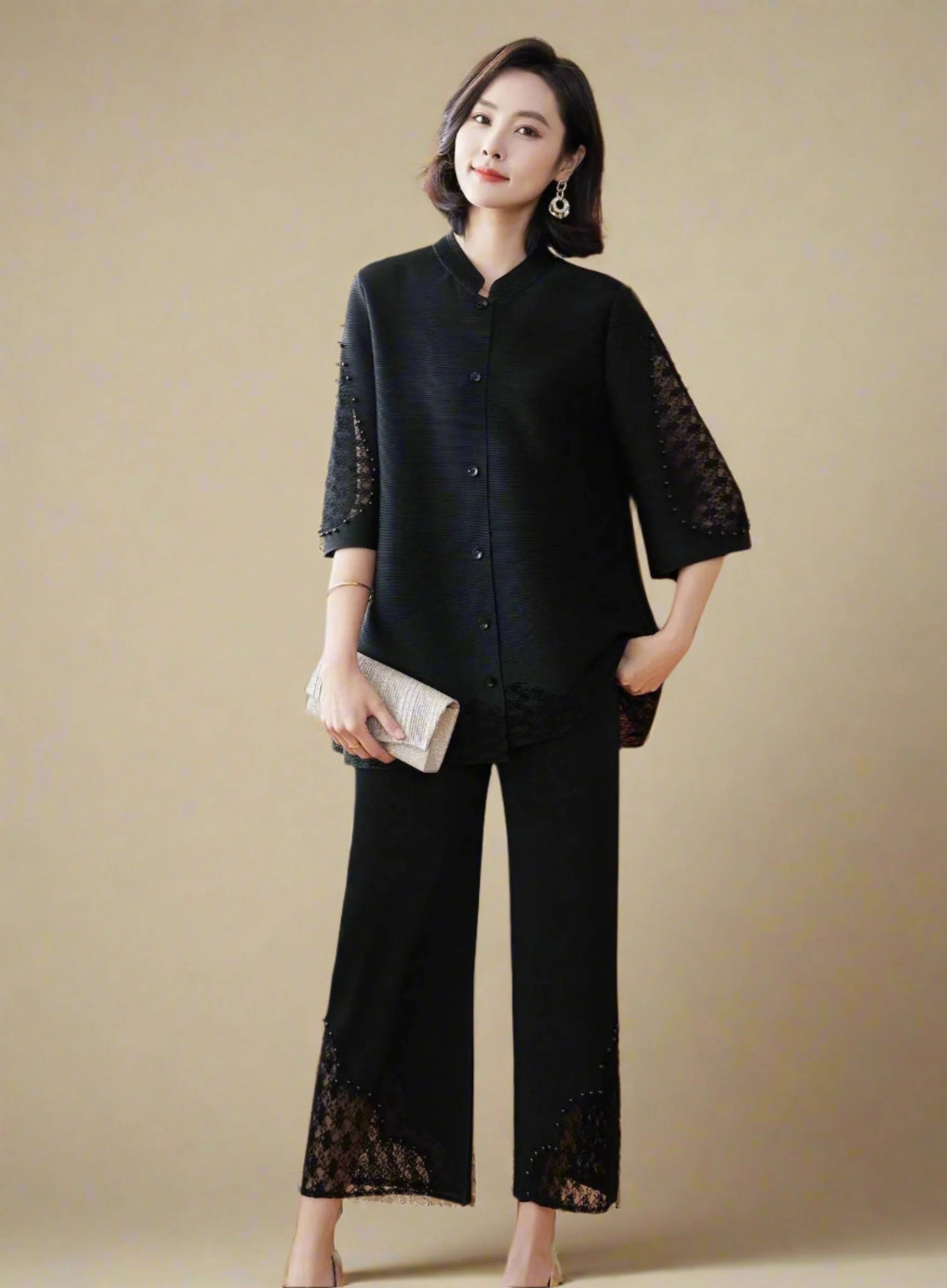 Luxury Lace Pleated Two-Piece