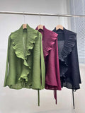 Pleated Ruffle Japanese Cardigan