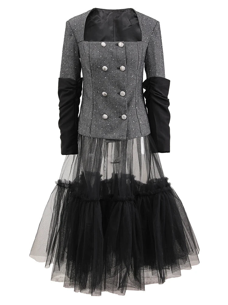 Luxury Tweed Top & Tulle Skirt Set