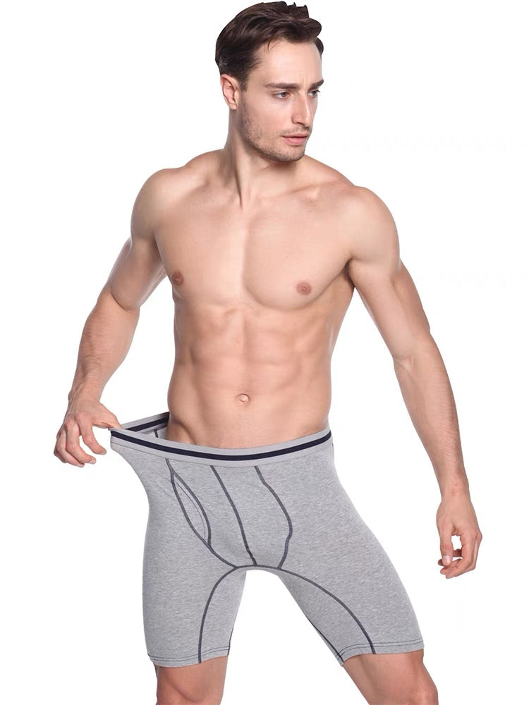 Men's Soft Cotton Boxer Briefs With Open Fly
