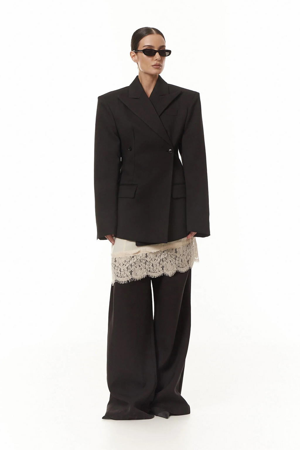 Dianthe Black Double-Breasted Oversize Blazer