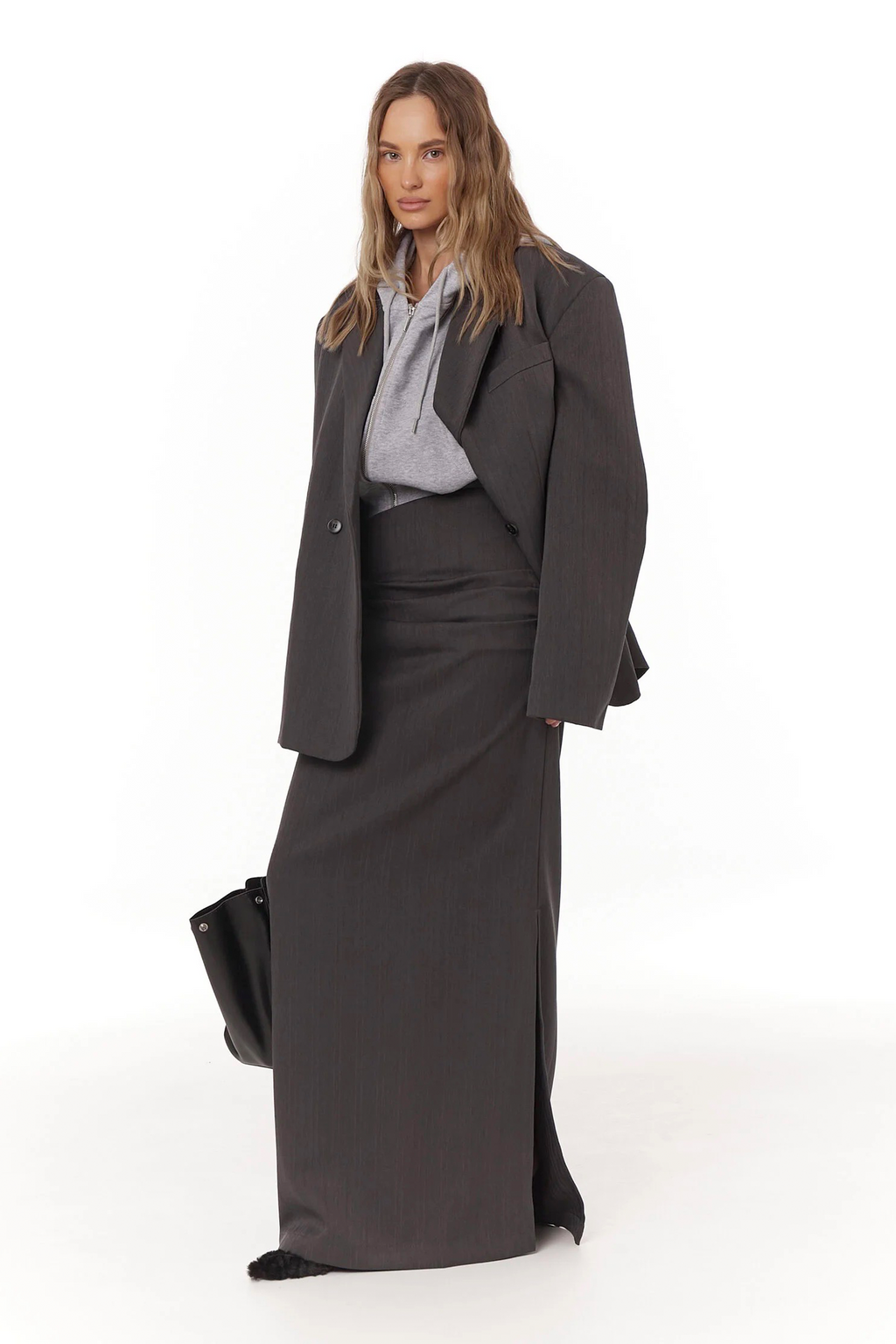 Eléonore Grey Double-Breasted Oversize Blazer
