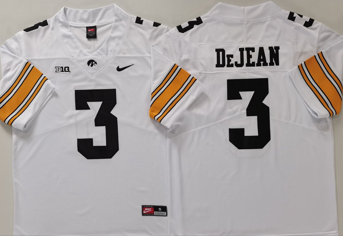 Iowa Hawkeyes White #3 DEJEAN Stitched Jersey