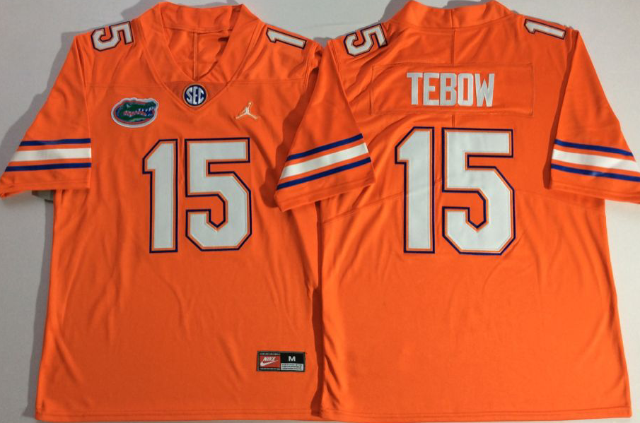 Jordan Florida Gators Orange #15 TEBOW Stitched Jersey