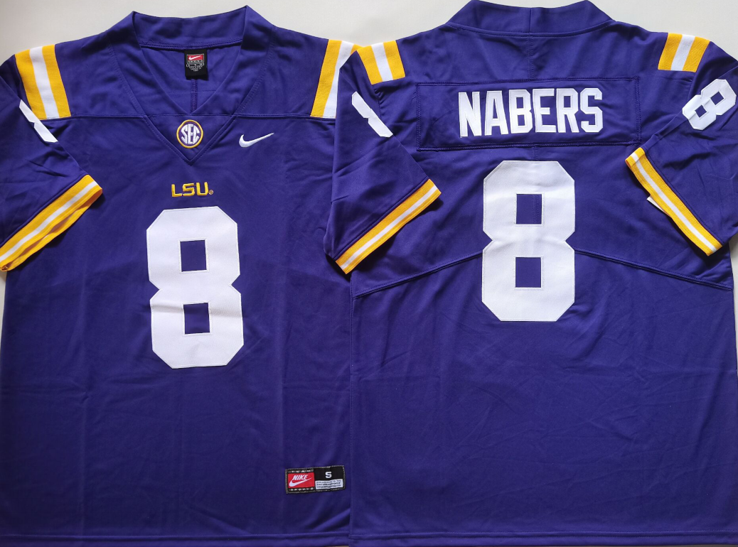 LSU Tigers Purple #8 NABERS Stitched Jersey