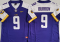 LSU Tigers Purple White #9 BURROW Stitched Jersey