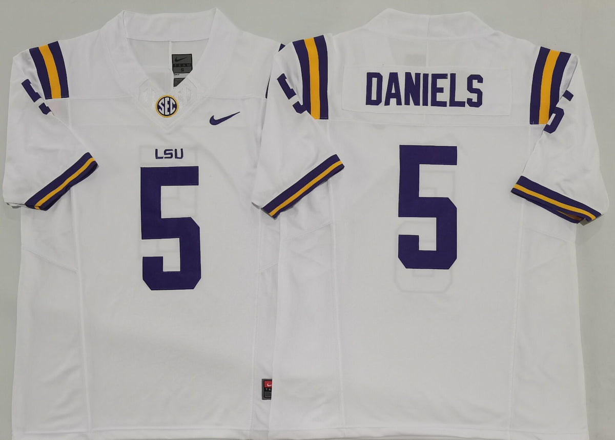 LSU Tigers White #5 DANIELS Stitched Jersey