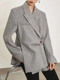 Luxury Pinstripe Asymmetric Blazer