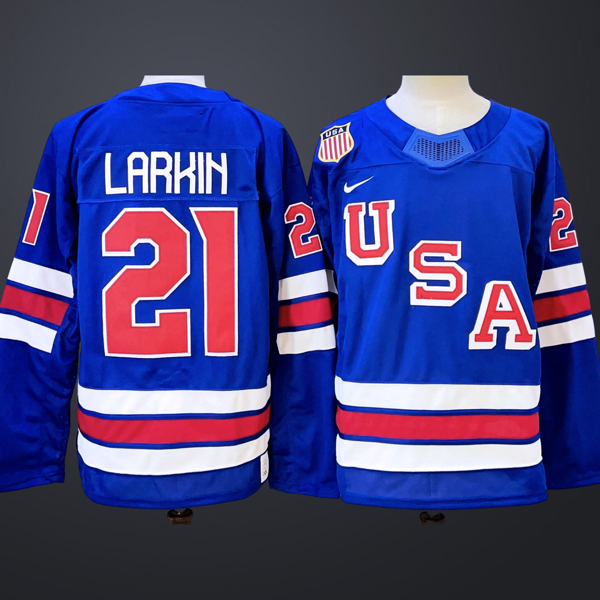Men’s #21 LARKIN Team USA 2026 Olympic Navy Stitched Jersey