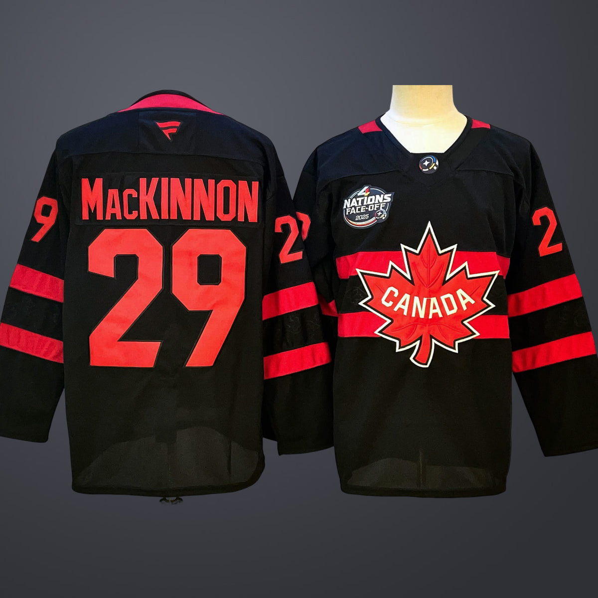 Men’s 4 Nations NHL Hockey #29 Nathan MacKinnon Jersey Black