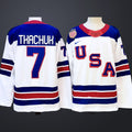 Men’s #7 TKACHUK Team USA 2026 White Away Stitched Jersey
