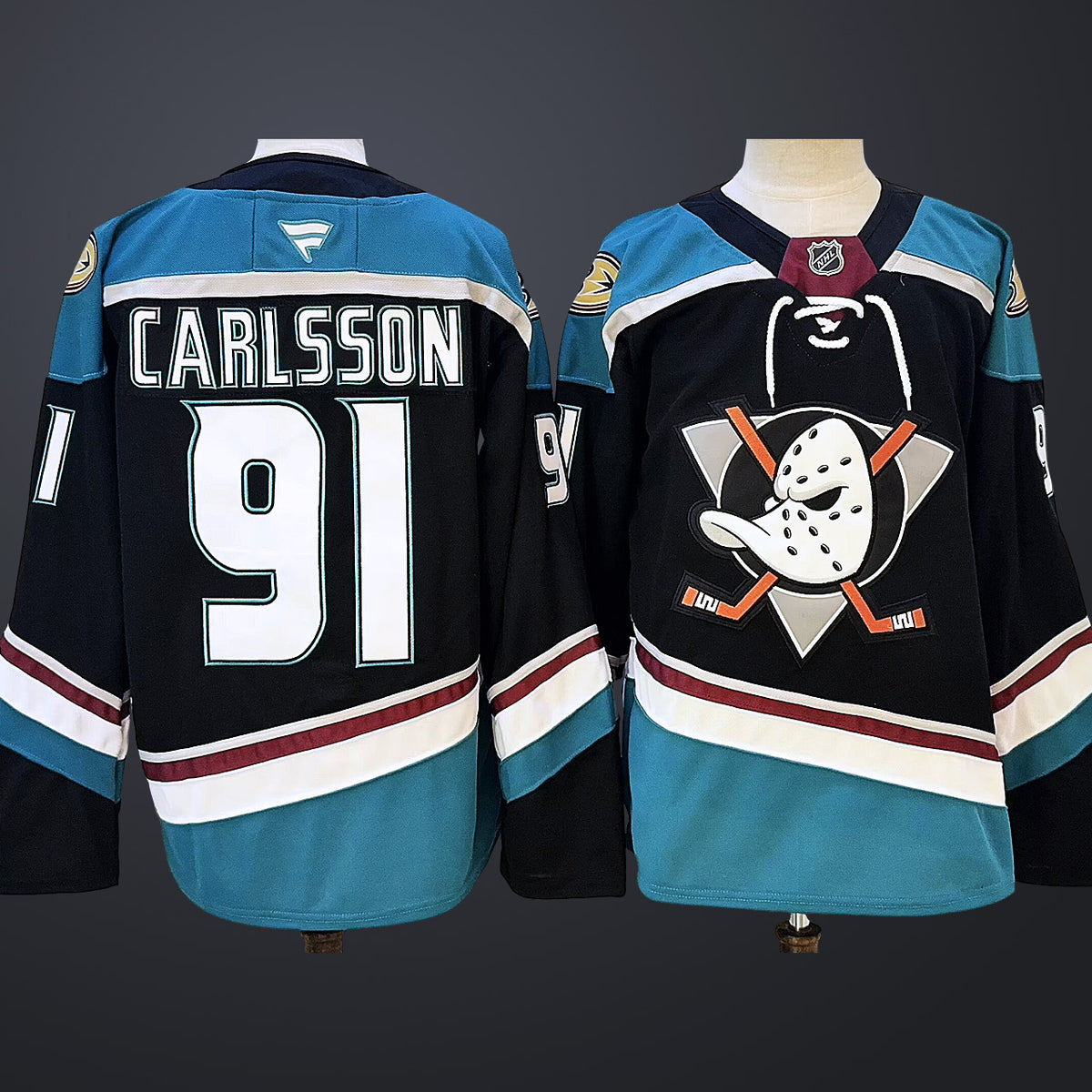 Men’s Anaheim Ducks #91 Carlsson BlackTeal  Stitched Jersey