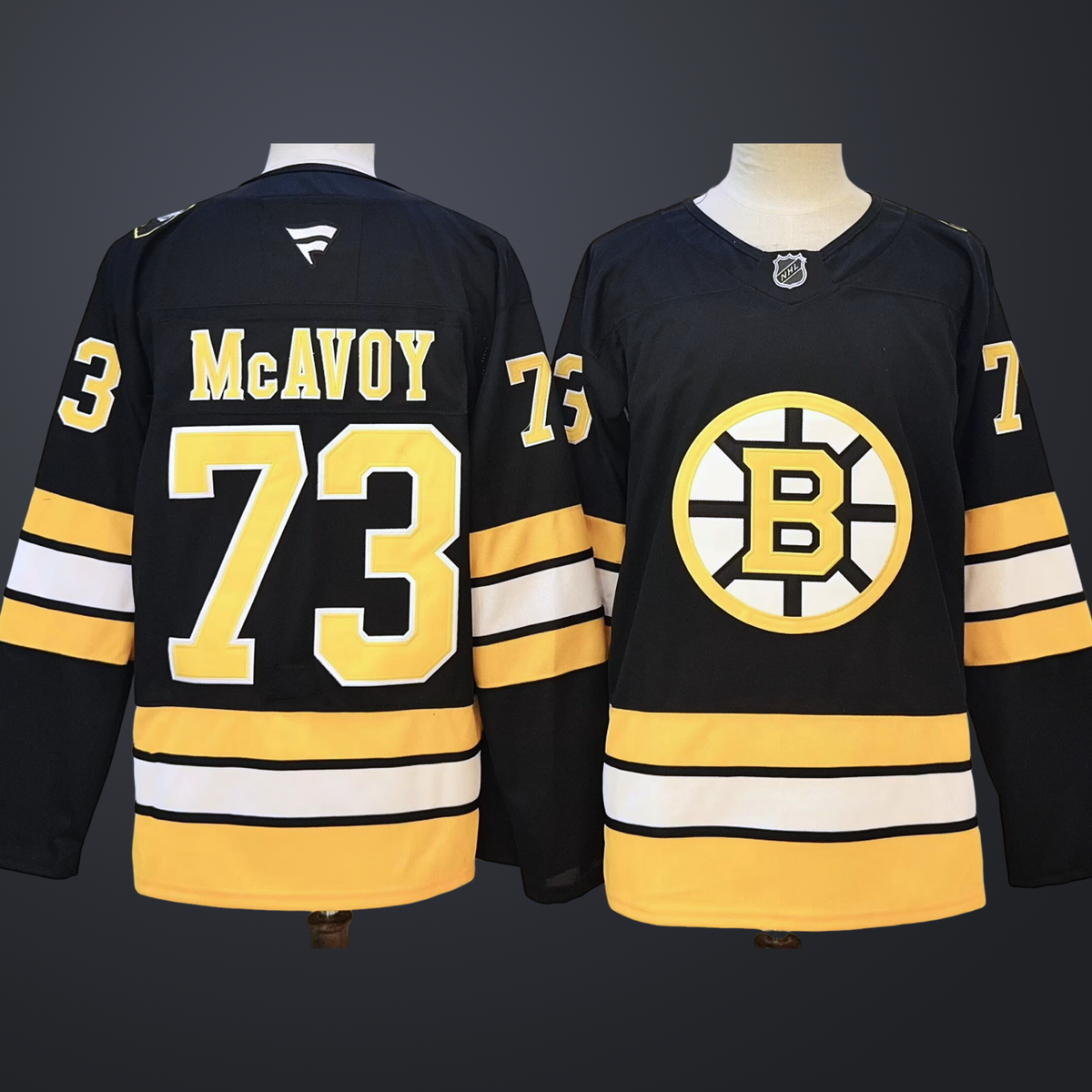 Men’s Boston Bruins #73 Charlie McAvoy Black 2025 Home Stitched Hockey Jersey