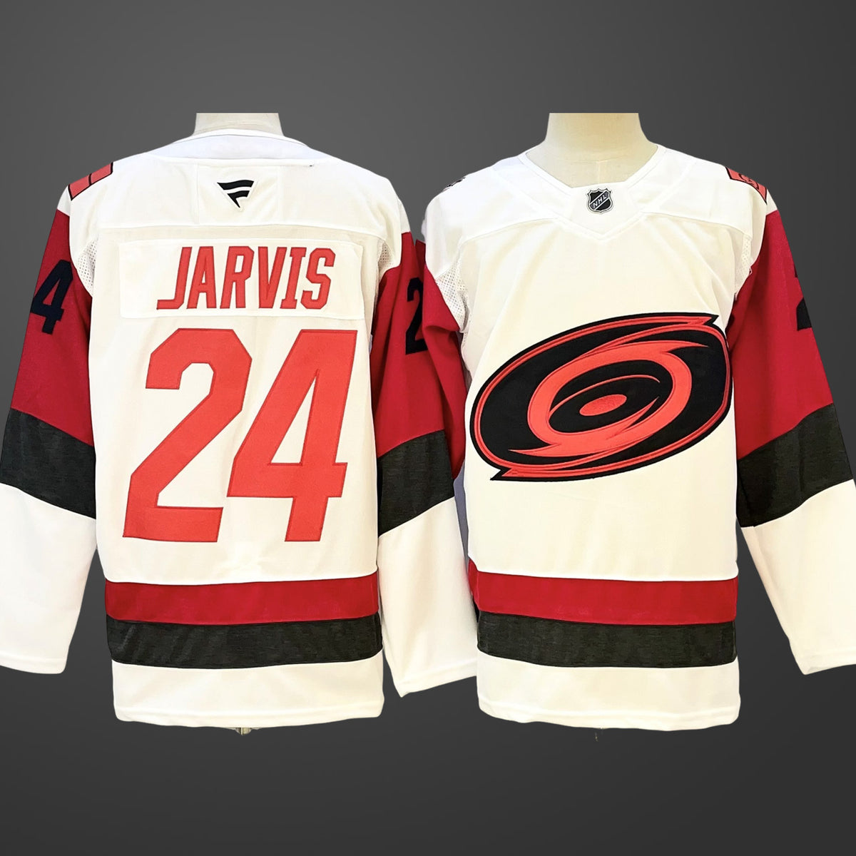 Men’s Carolina Hurricanes #24 Seth Jarvis Fanatics White Away Premium Jersey