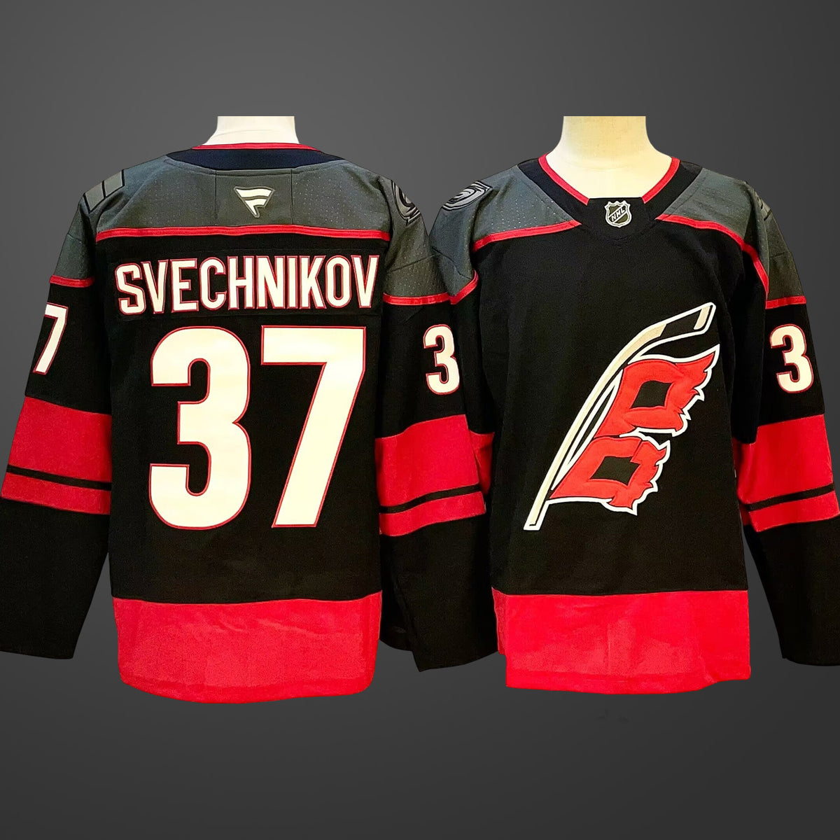 Men’s Carolina Hurricanes #37 Andrei Svechnikov Black 2024-25 Home Stitched Hockey Jersey
