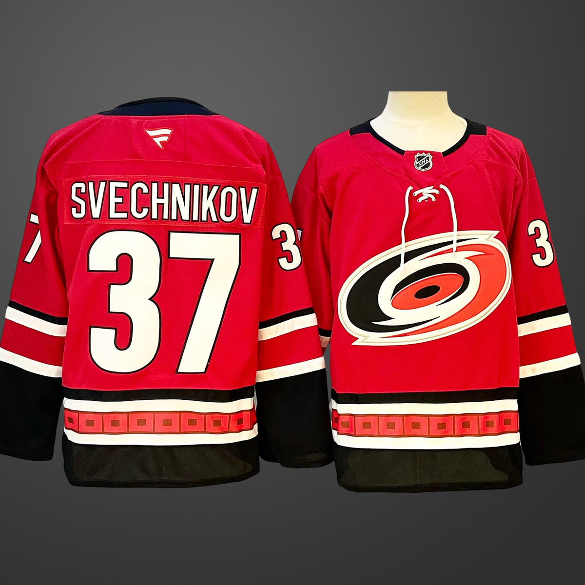 Men’s Carolina Hurricanes #37 Andrei Svechnikov Red 2024-25 Home Stitched Hockey Jersey