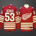 Men’s Detroit Red Wings #53 Moritz Seider Red 2025-26 Centennial Premium Stitched Jersey