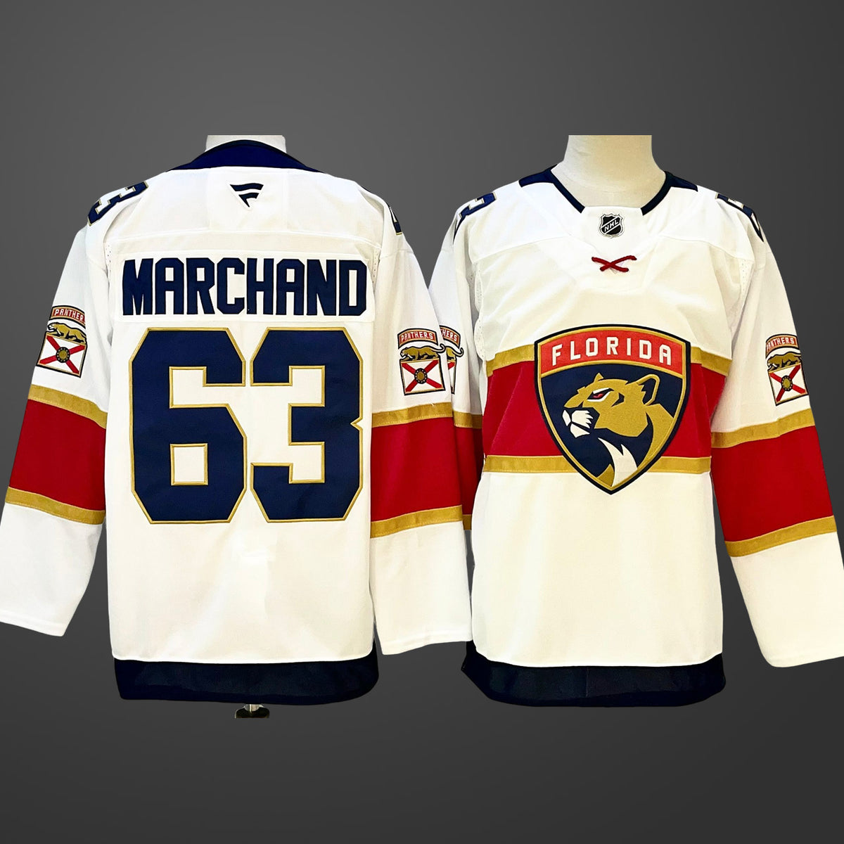 Men’s Florida Panthers #63 Brad Marchand White 2024-25 Home Stitched Hockey Jersey
