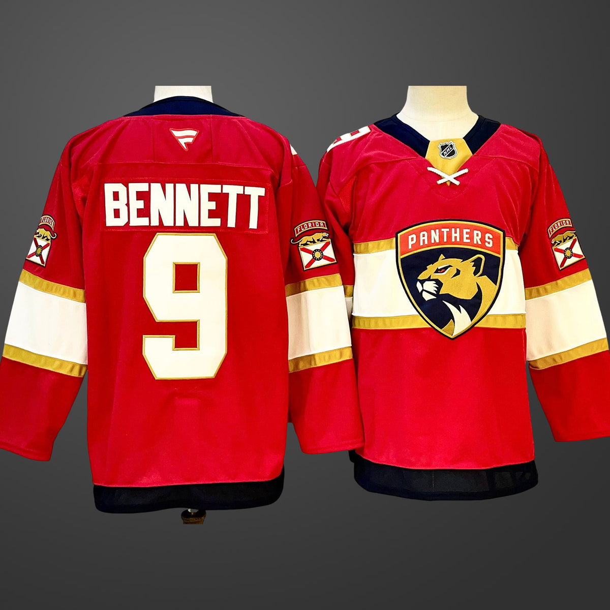 Men’s Florida Panthers #9 Sam Bennett Red 2024-25 Home Stitched Hockey Jersey