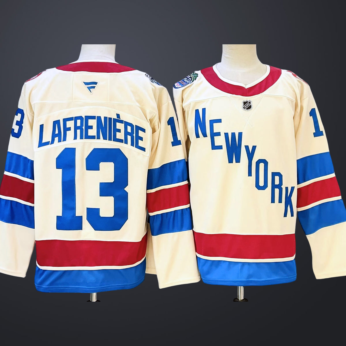 Men’s New York Rangers #13 Alexis Lafreniere Fanatics Beige 2026 NHL Winter Classic Premium Jersey