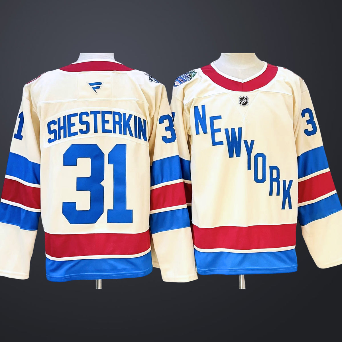 Men’s New York Rangers #31 Igor Shesterkin Fanatics Beige 2026 NHL Winter Classic Premium Jersey