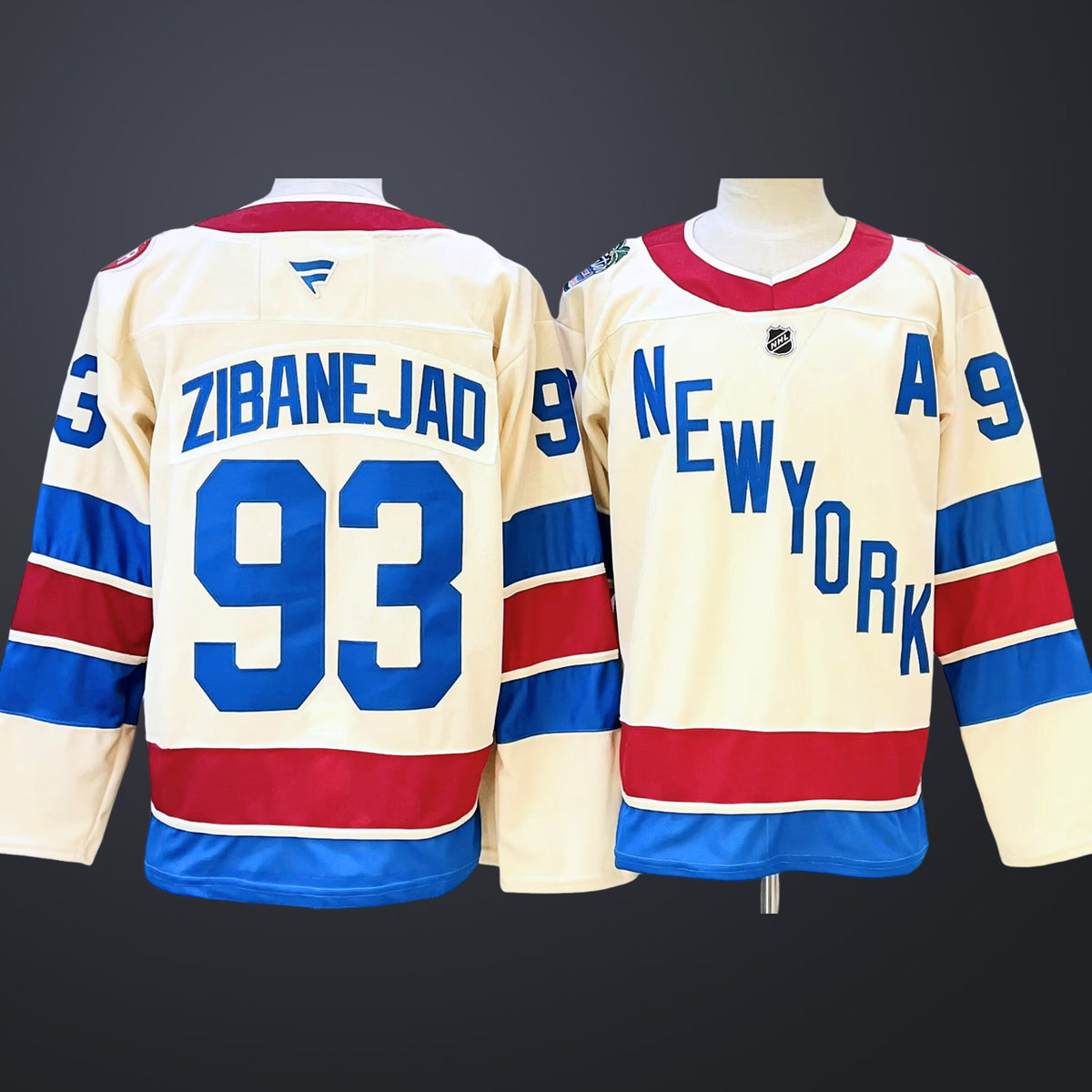 Men’s New York Rangers #93 Mika Zibanejad Fanatics Beige 2026 NHL Winter Classic Premium Jersey