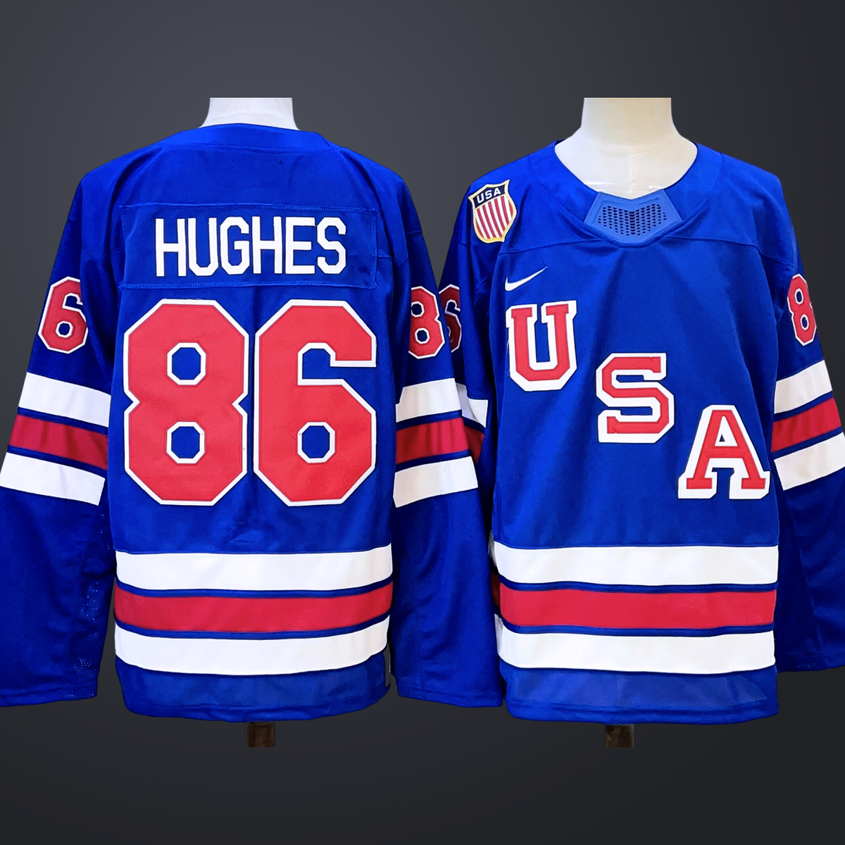 Men’s USA #86 Jack Hughes Royal 2025-2026 Stitched Jersey
