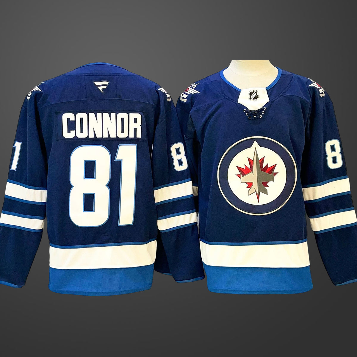 Men’s Winnipeg Jets #81 Kyle Connor Navy 2024-25 Home Stitched Hockey Jersey