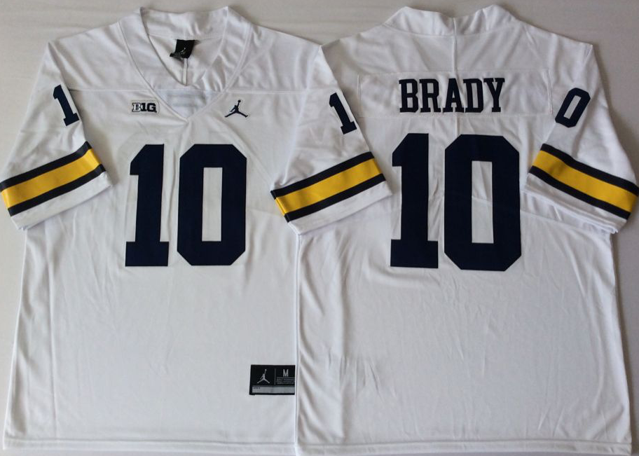 Michigan Wolverines White #10 BRADY Stitched Jersey