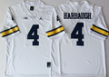 Michigan Wolverines White #4 HARBAUGH Stitched Jersey
