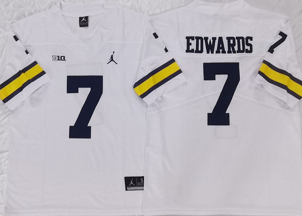 Michigan Wolverines White #7 EDWARDS Stitched Jersey