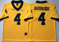 Michigan Wolverines YELLOW #4 HARBAUGH Stitched Jersey