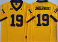 Michigan Wolverines Yellow #19 UNDERWOOD Stitched Jersey