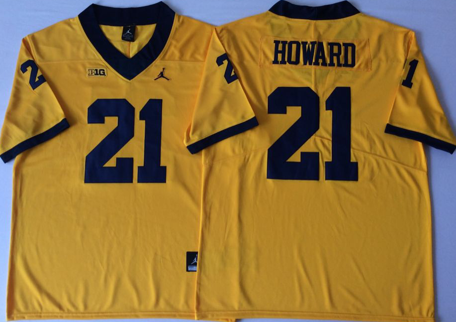 Michigan Wolverines Yellow #21 HOWARD Stitched Jersey