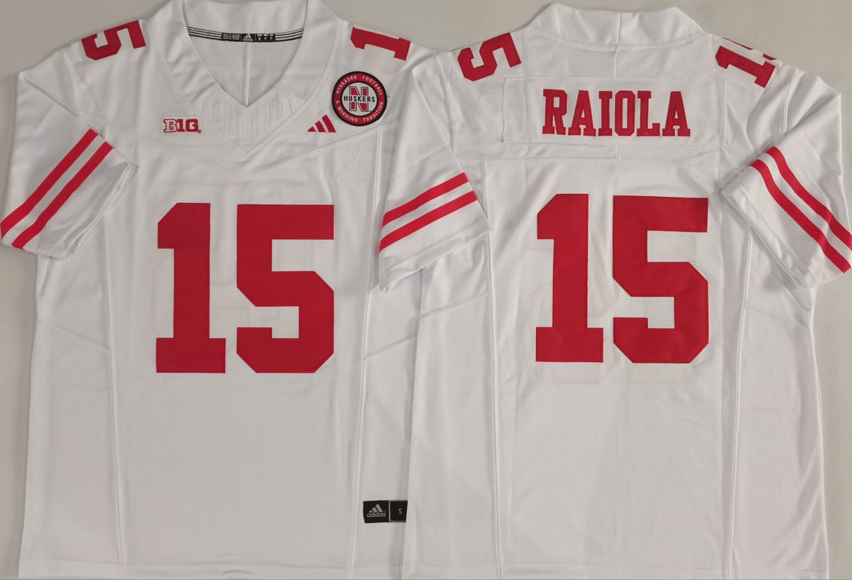 Nebraska Huskers White #15 RAIOLA Stitched Jersey