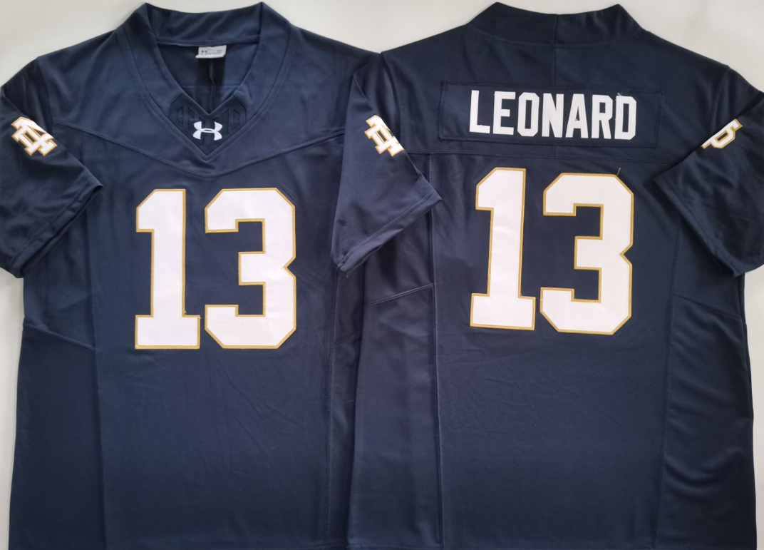 Norte Dame Fighting Irish Blue #13 LEONARD Stitched Jersey