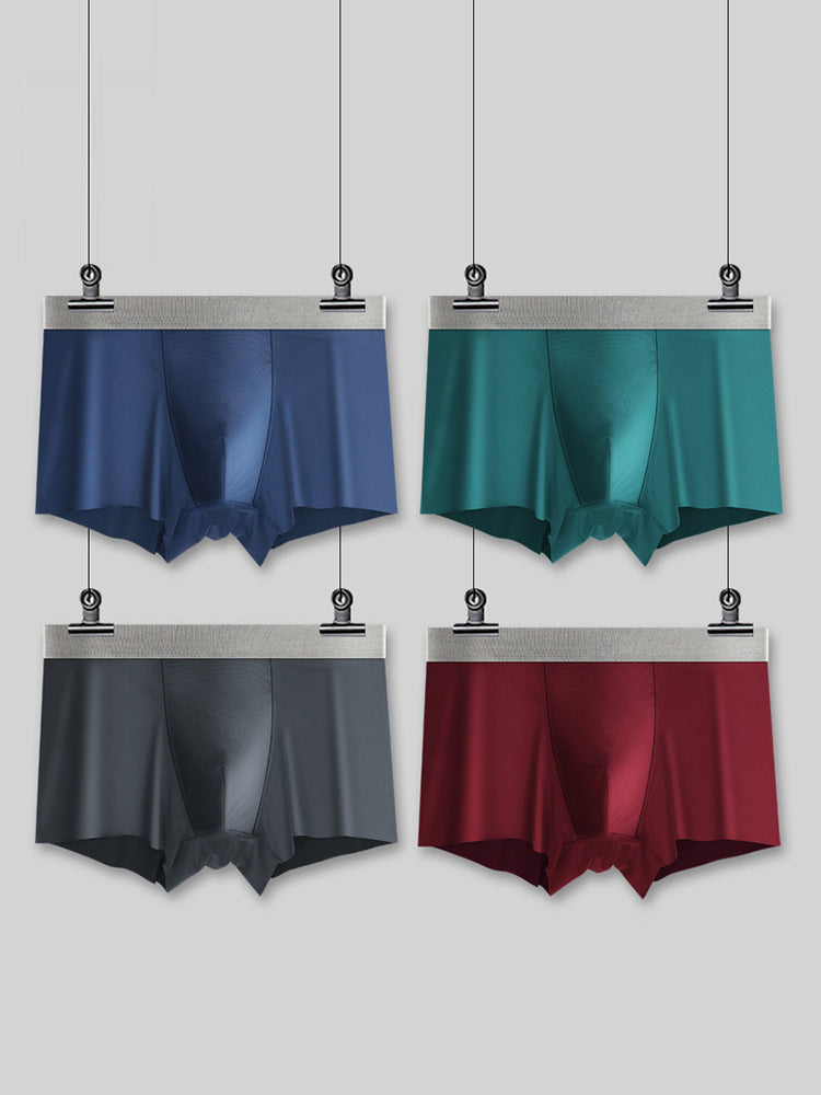 3 Pack Men's Solid Color Lightweight Comfortable Breathable Seamless Trunks