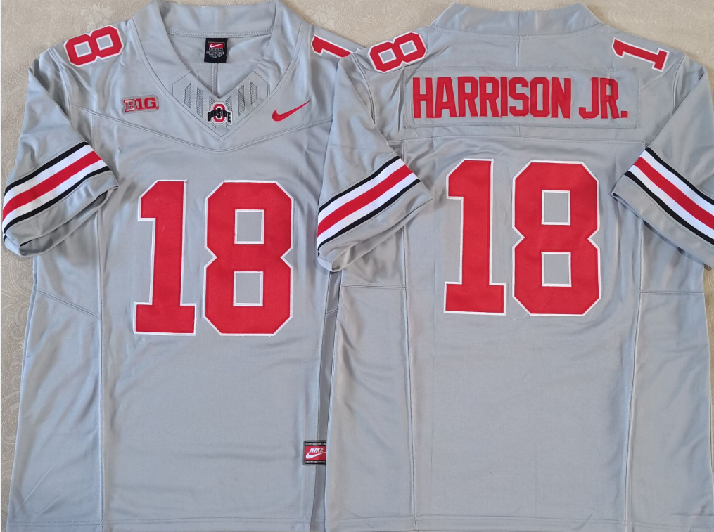 Ohio State Buckeyes GRAY #18 HARRISON JR. Stitched Jersey
