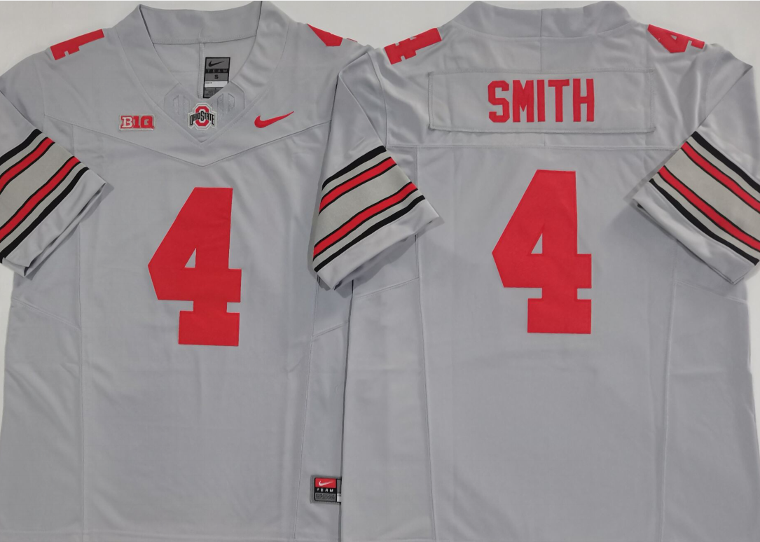 Ohio State Buckeyes GRAY #4 SMITH Stitched Jersey
