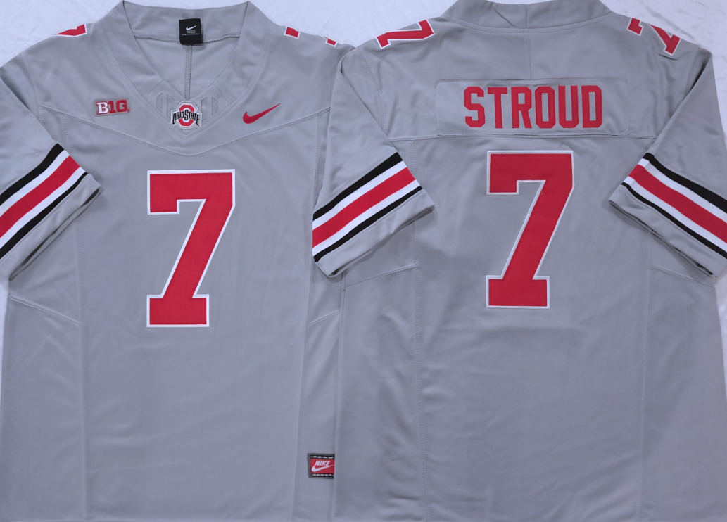 Ohio State Buckeyes GRAY #7 STROUD Stitched Jersey